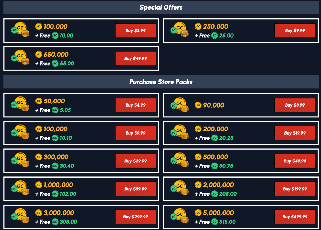 Yay Casino coin package