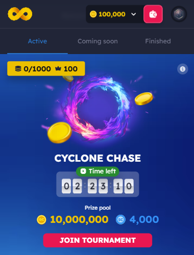 NoLimitCoins Cyclone Chase tournament countdown