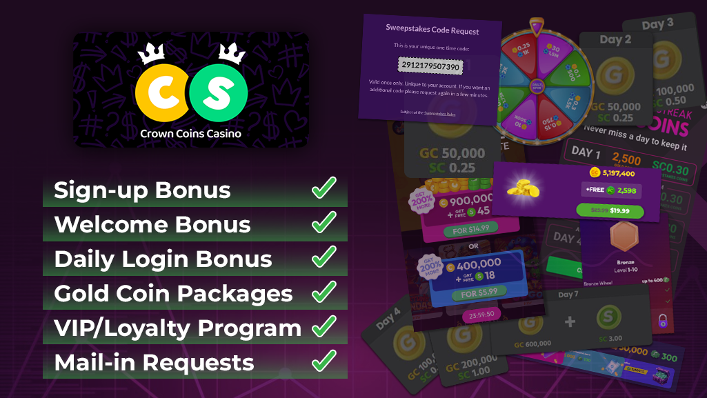 Free coins report at Crown Coins Casino
