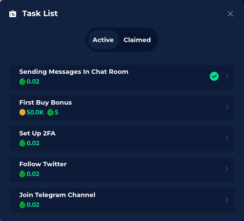 Task List active bonus
