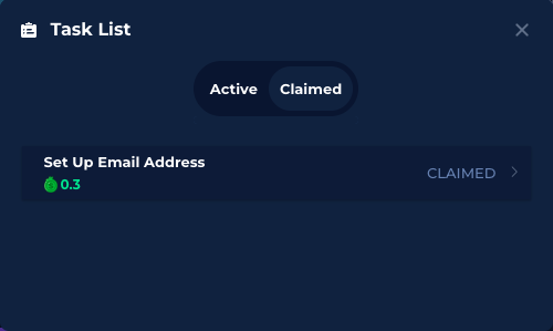 Task List claimed bonus