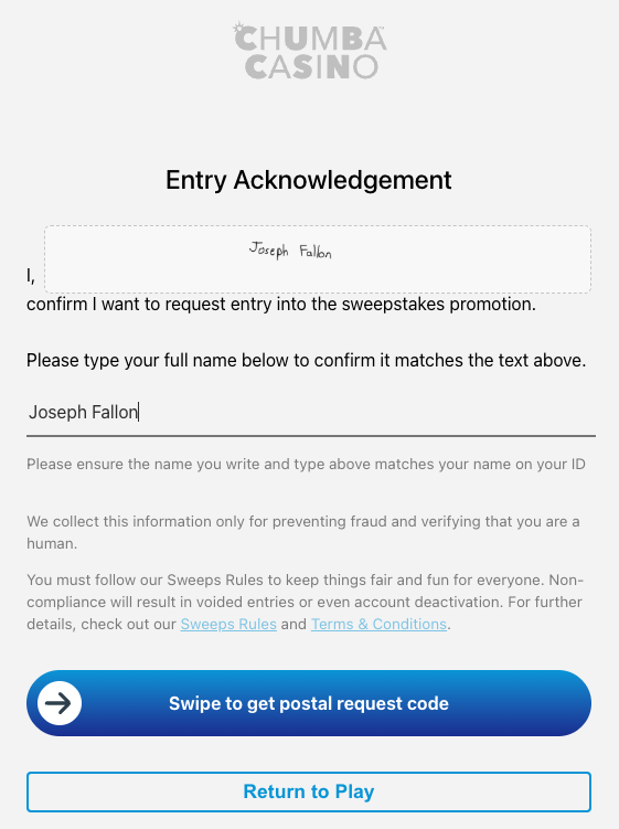 Entry Acknowledgment