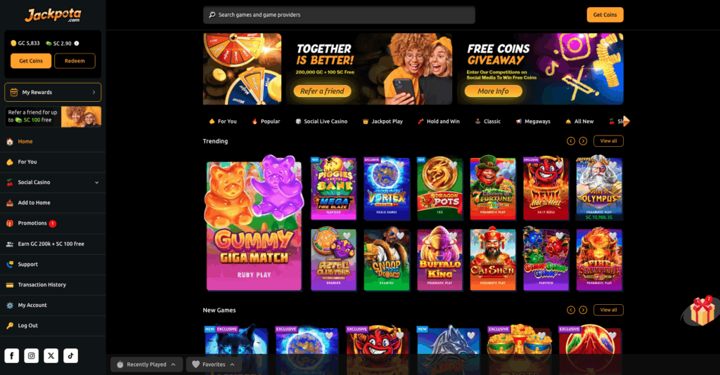 Free Coins at Jackpota