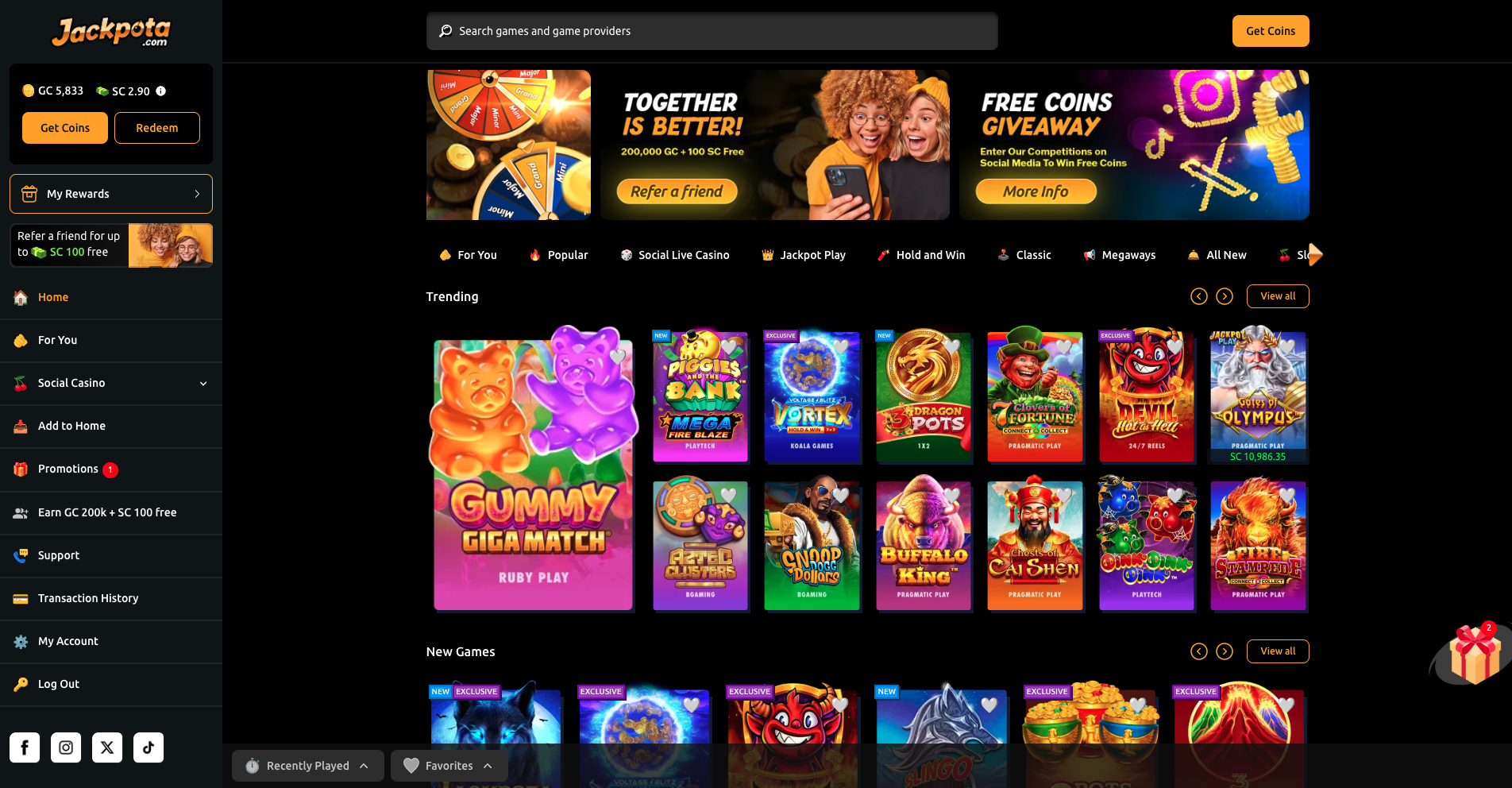 Free Coins at Jackpota