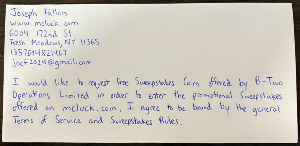 Sweepstakes Request Code