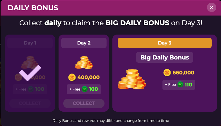 Daily bonus