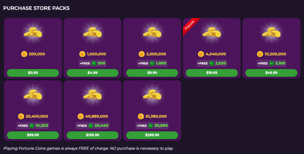 gold coins packages