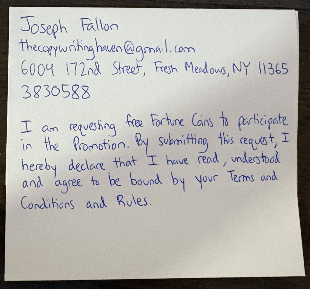 hand written request