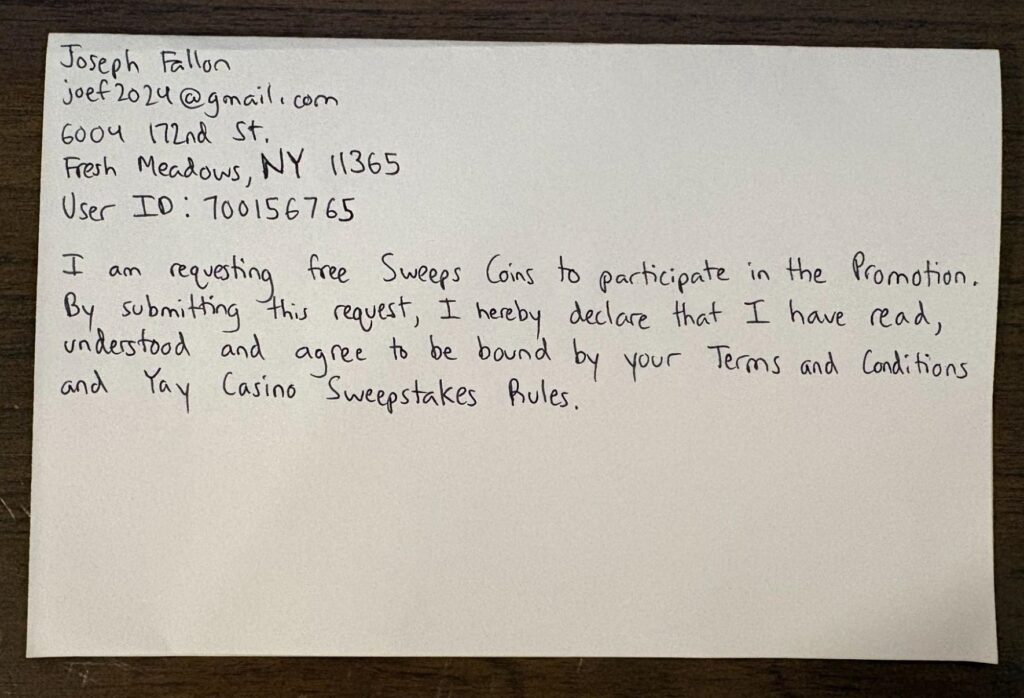 handwritten request for bonus