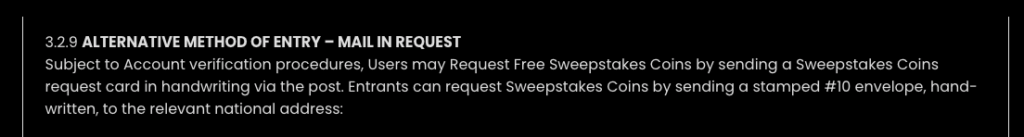Rule 3.2.9 from Mega Bonanza's Sweepstakes Rules