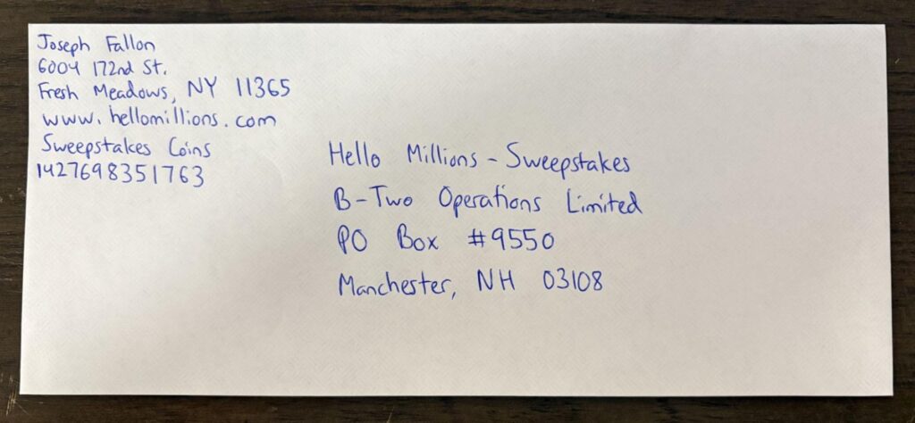 hello millions request code address
