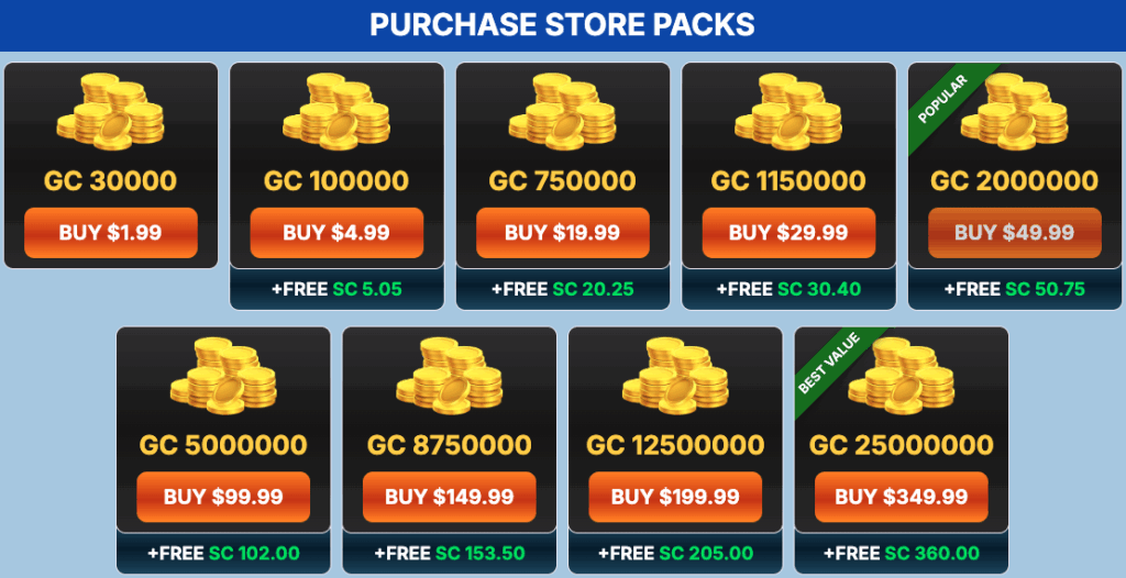 Gold Coin Packages 