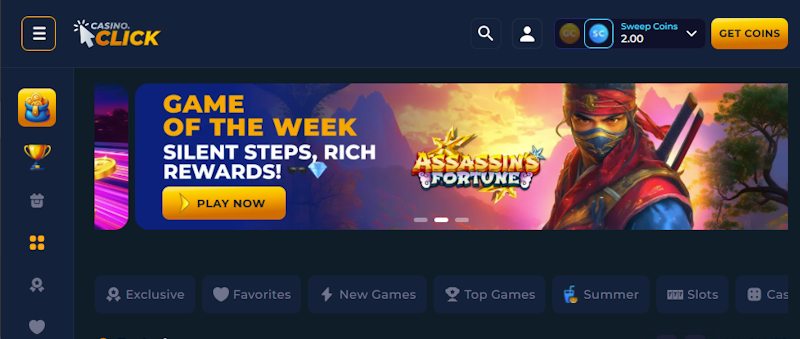 Casino.Click home screen