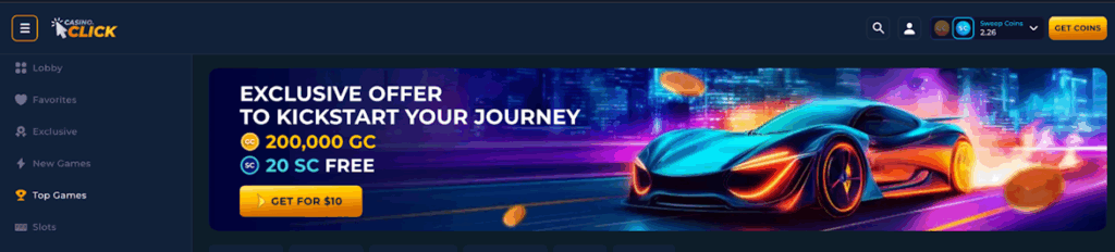 Casino.Click welcome screen