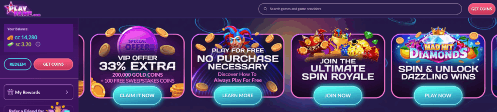 PlayFame site header
