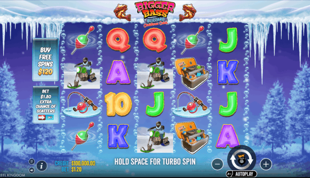 Bigger Bass Blizzard Christmas Catch game screen