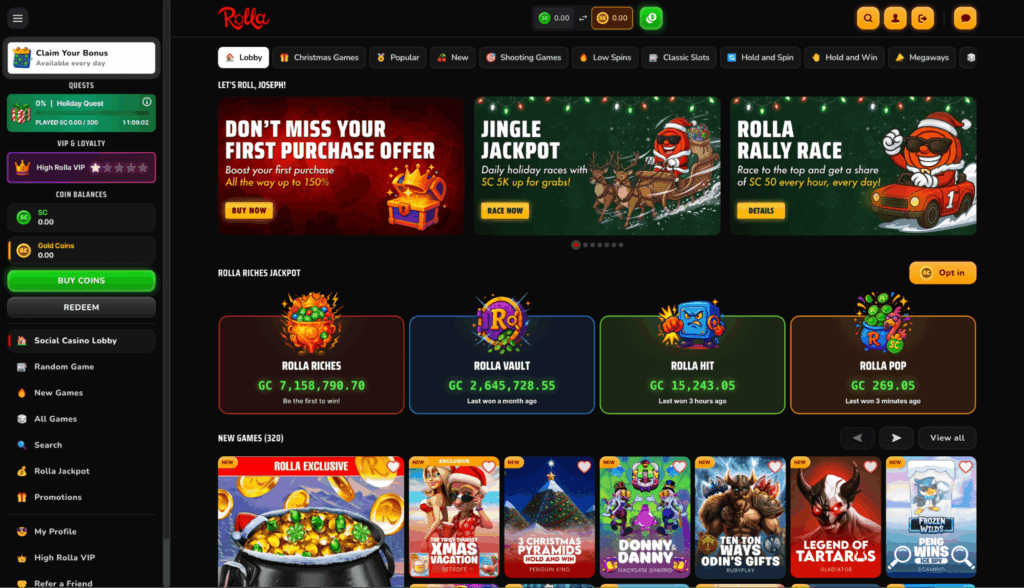 Exclusive games available on Rolla Casino page