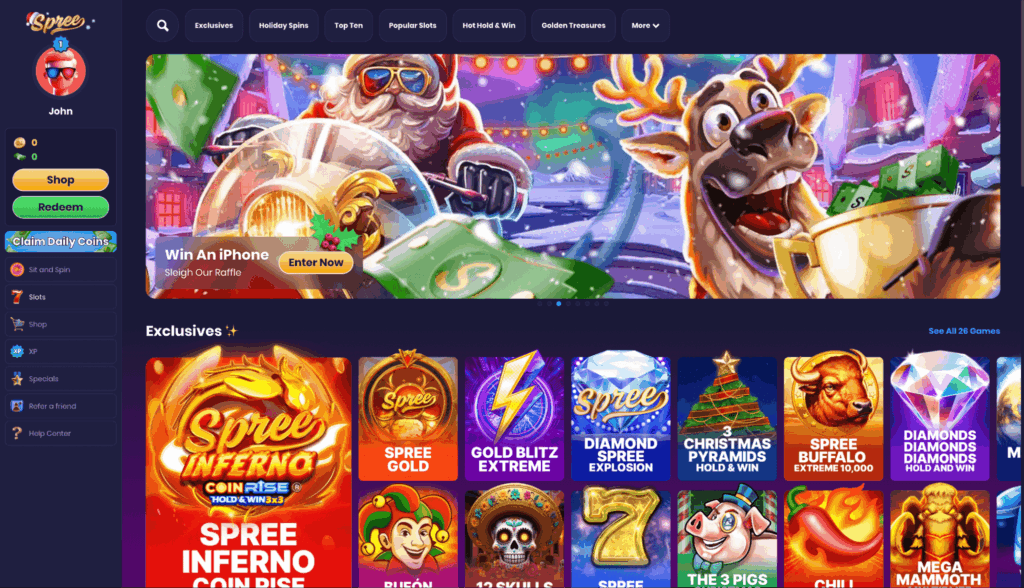 Exclusive games available on Spree page