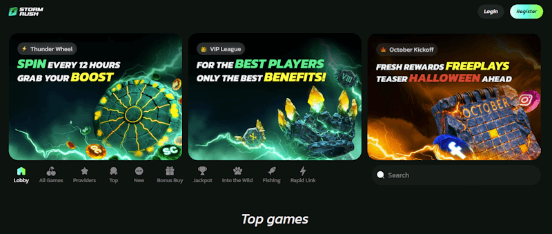 StormRush main screen