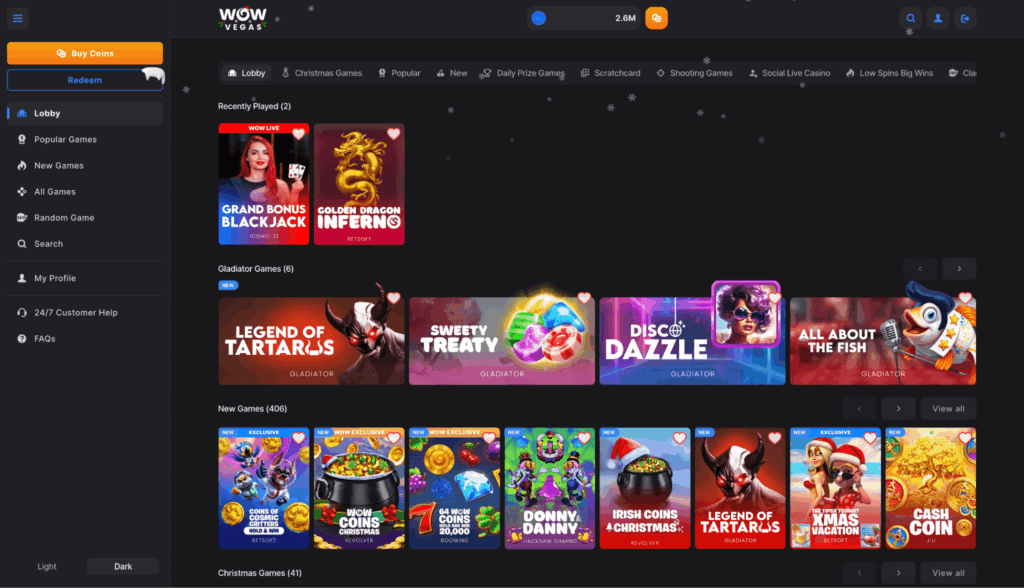 Exclusive games available on Wow Vegas Casino page