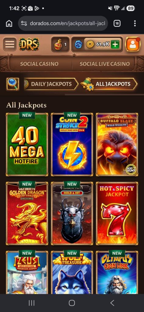 Dorados Casino all Jackpot games