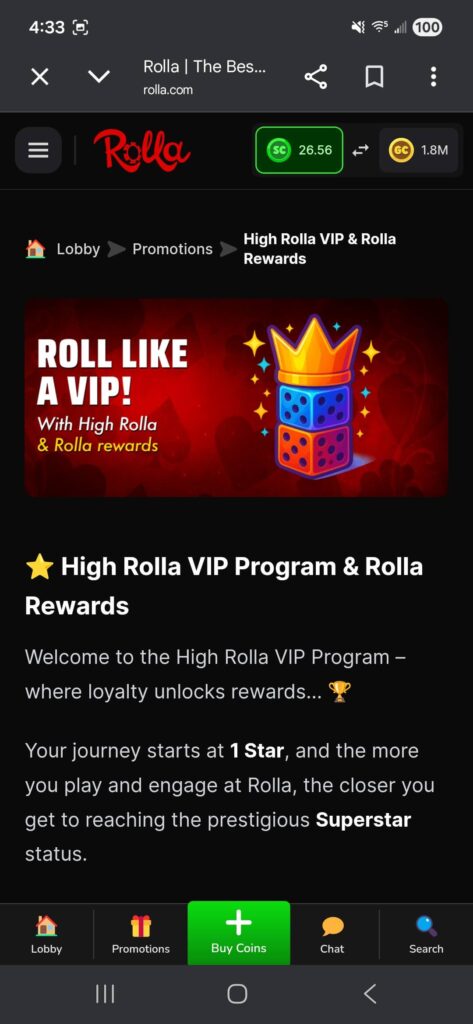 High Rolla VIP Program 