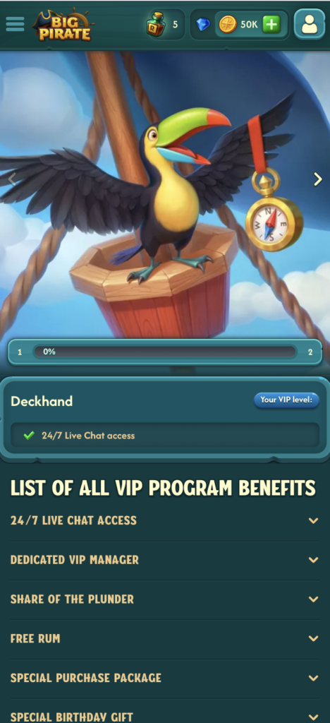 BigPirate VIP Programes List