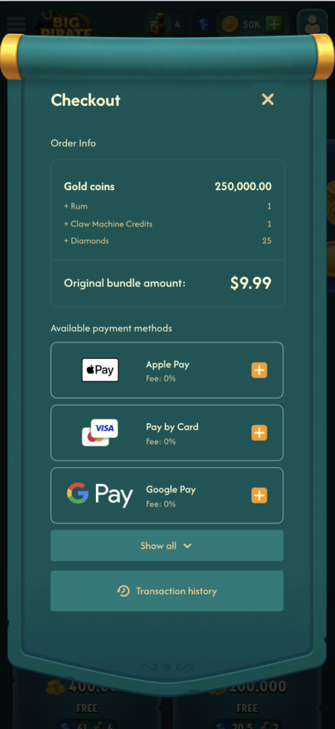 BigPirate purchase and checkout