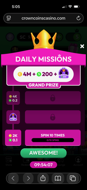 Daily Missions at Crown Coins