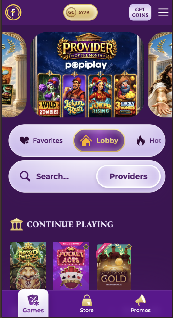 Fortune Wins homepage