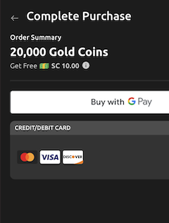 Jackpota Gold Coin package purchase 20,000 GC