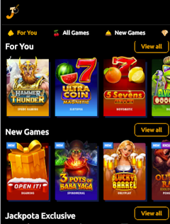 Jackpota mobile homepage