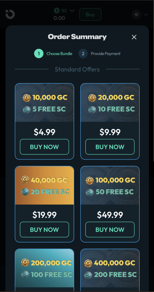 Moonspin coin packages