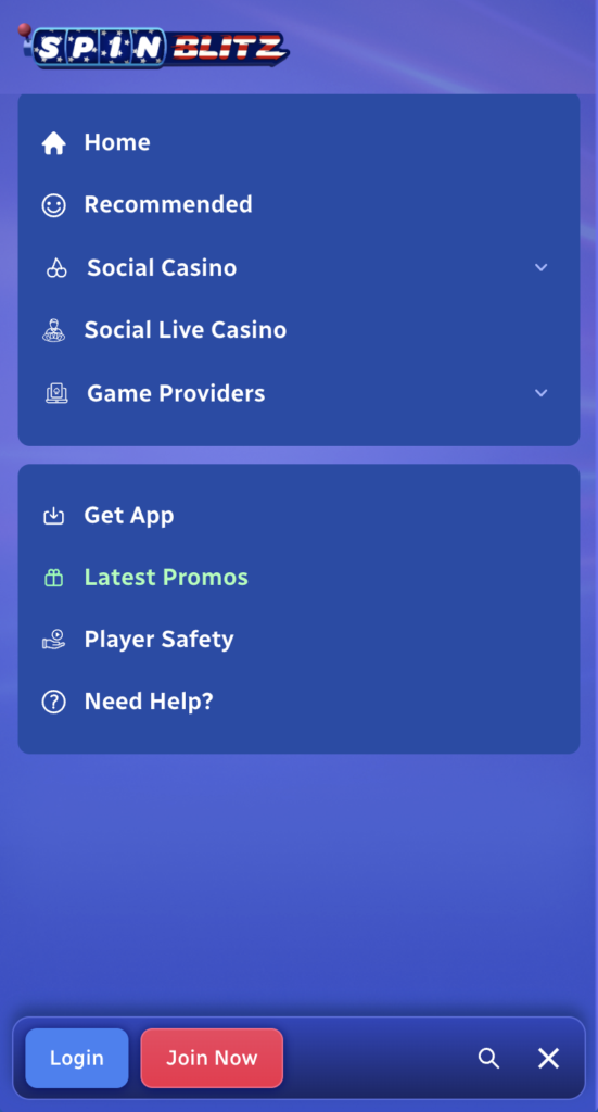 SpinBlitz menu